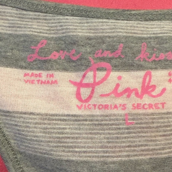 Preloved VTG Victoria's Secret Gray and Pink Striped Tank Top size L - Picture 5 of 6